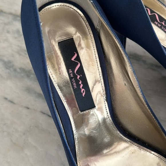 Nina satin peep toe pumps with crystal embellishment. - Picture 3 of 7